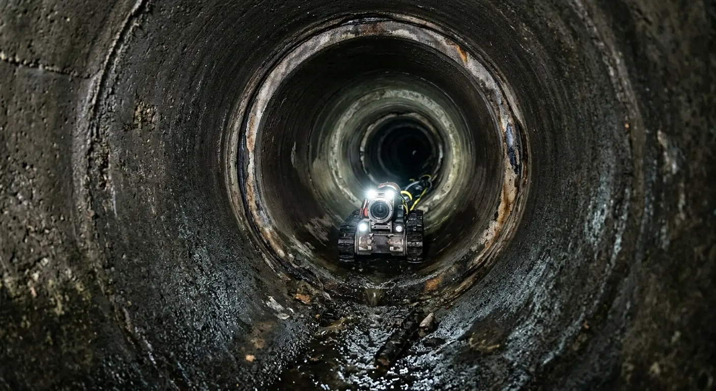 Robotic sewer camera inspecting pipe interior for Sewer Line Repair in Bardmoor